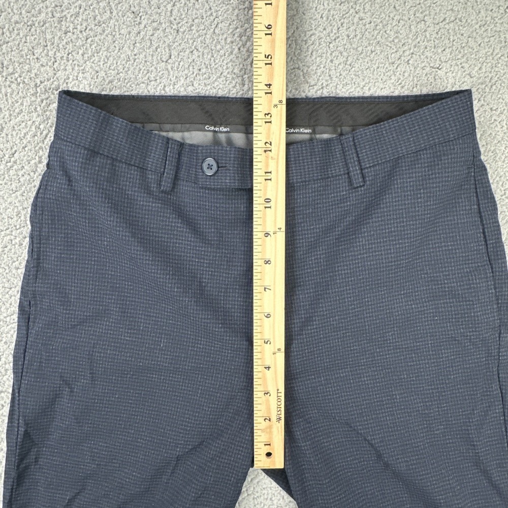 Calvin Klein Slim Fit Dress Pants Men 32x32 Blue Microcheck Stretch Preppy - Picture 8 of 16
